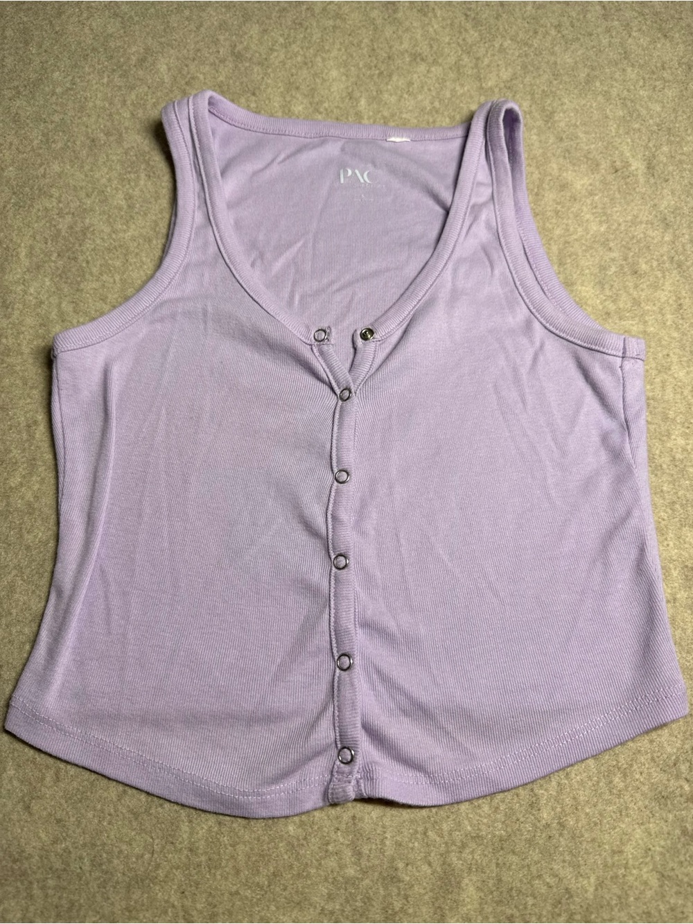 PacSun Light Lavender Snap-Front Rib Tank - Picture 2 of 6
